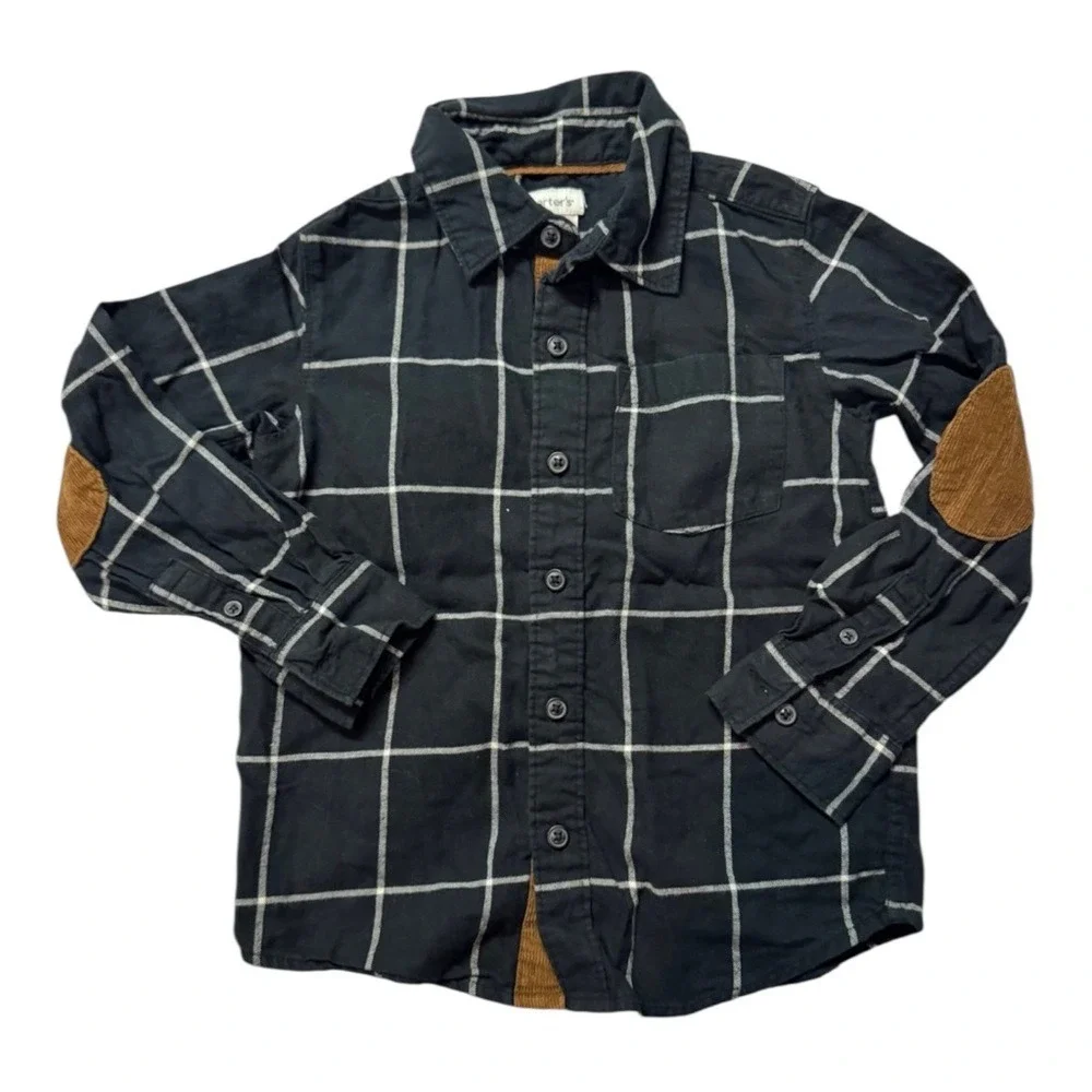 Carter's Black‎ and White Plaid Button Down Shirt